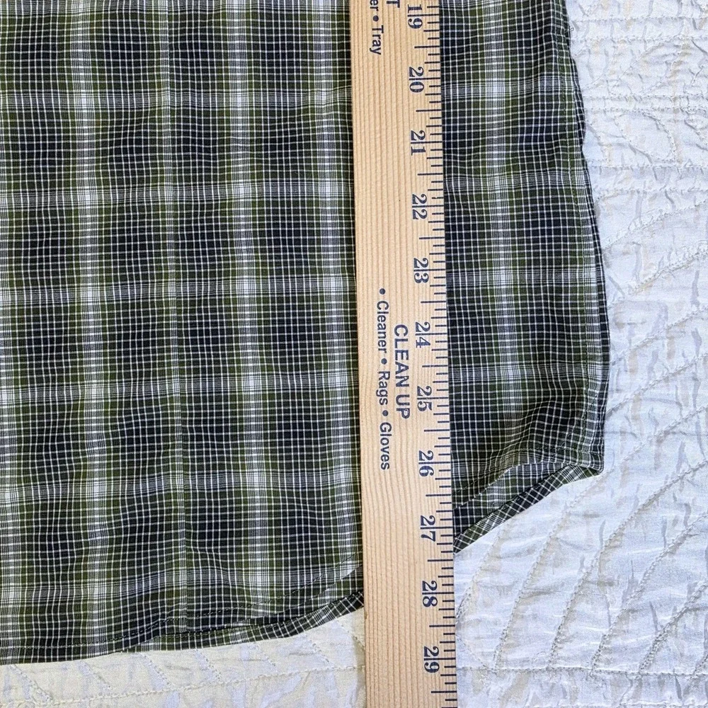 Banana Republic Men Slim Fit Large Long Sleeve Shirt Green Plaid Gorpcore Preppy